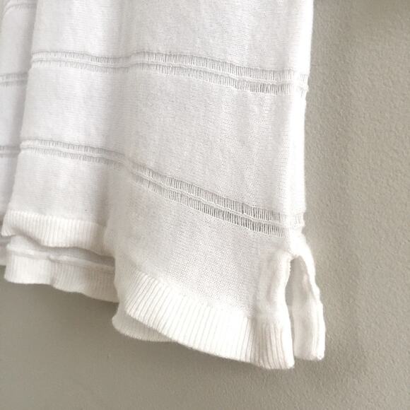 LOFT White Stripe 3/4-Sleeve Lightweight 100% Cotton Crewneck Sweater Size Small - Picture 3 of 6